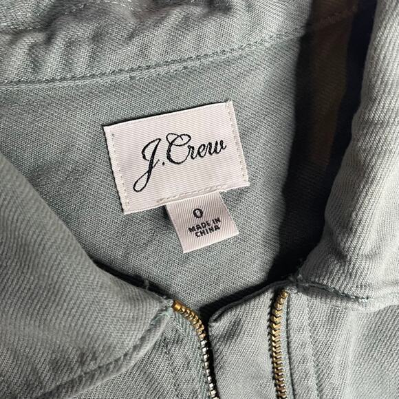 J. Crew Utility Dress Green Short Sleeve Zipper Waist Pockets Shirt Dress Size 0 - Picture 4 of 5